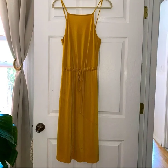 Zara | Dresses | Zara Gold Yellow Mustard Slip Dress With Drawstring Waist  | Poshmark
